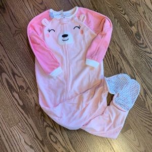 NWT pink fleece footie pjs